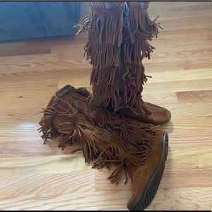 Minnetonka Tall Fringe Boots